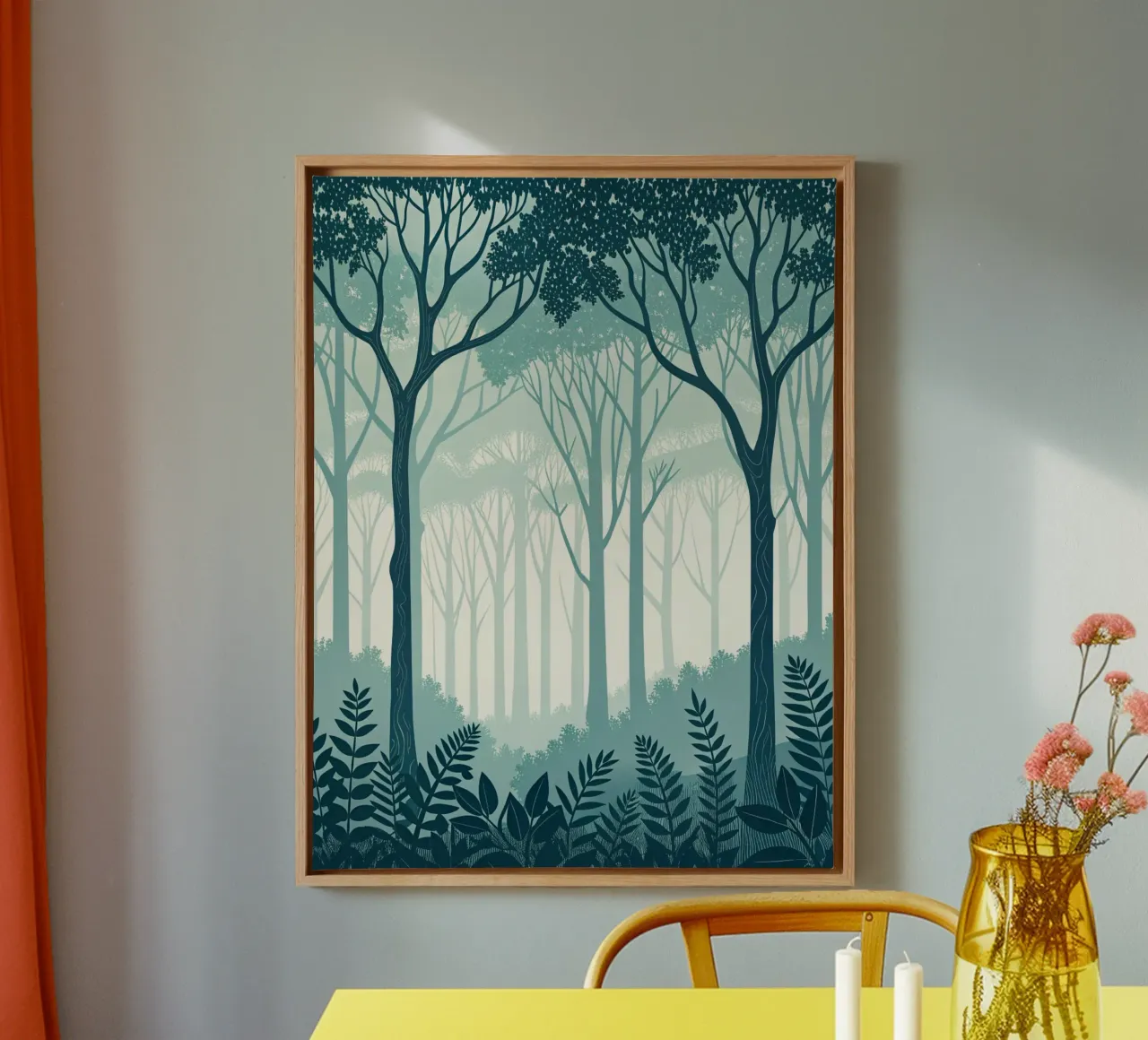 Sereno bosco di alzavole: Una tranquilla pittura digitale tela con Cornice a cassetta da Artistic-shop