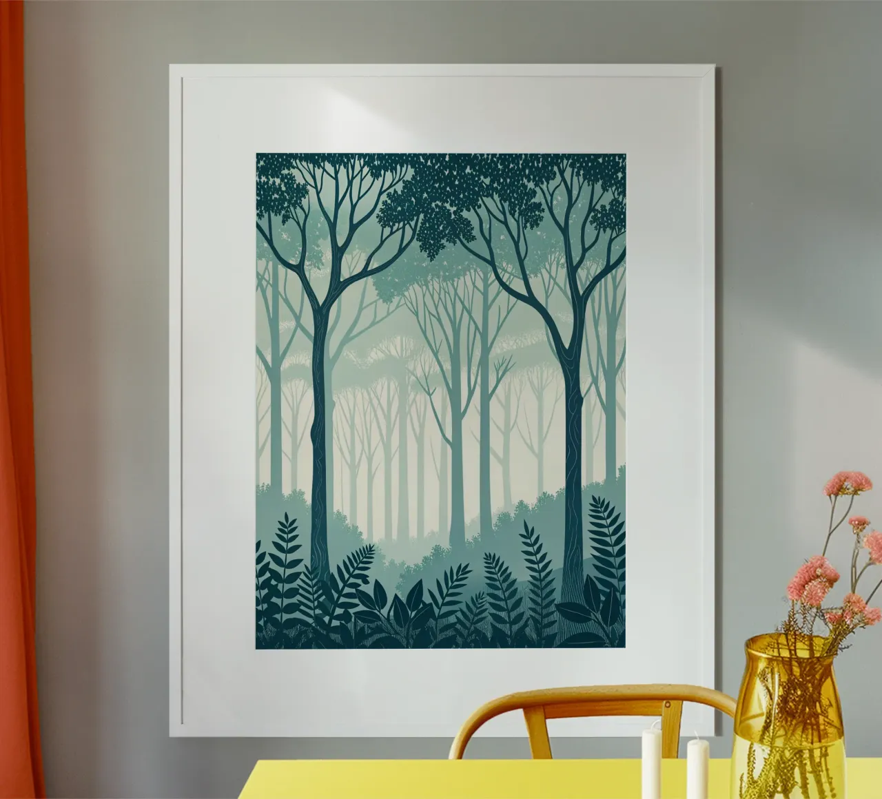 Sereno bosco di alzavole: Una tranquilla pittura digitale poster con telaio in alluminio da Artistic-shop