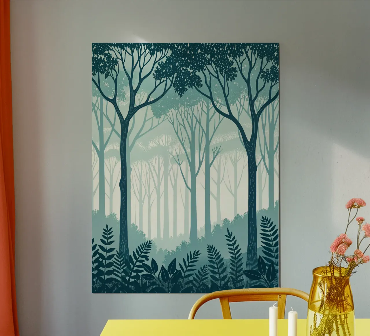Sereno bosco di alzavole: Una tranquilla pittura digitale poster con telaio in alluminio da Artistic-shop
