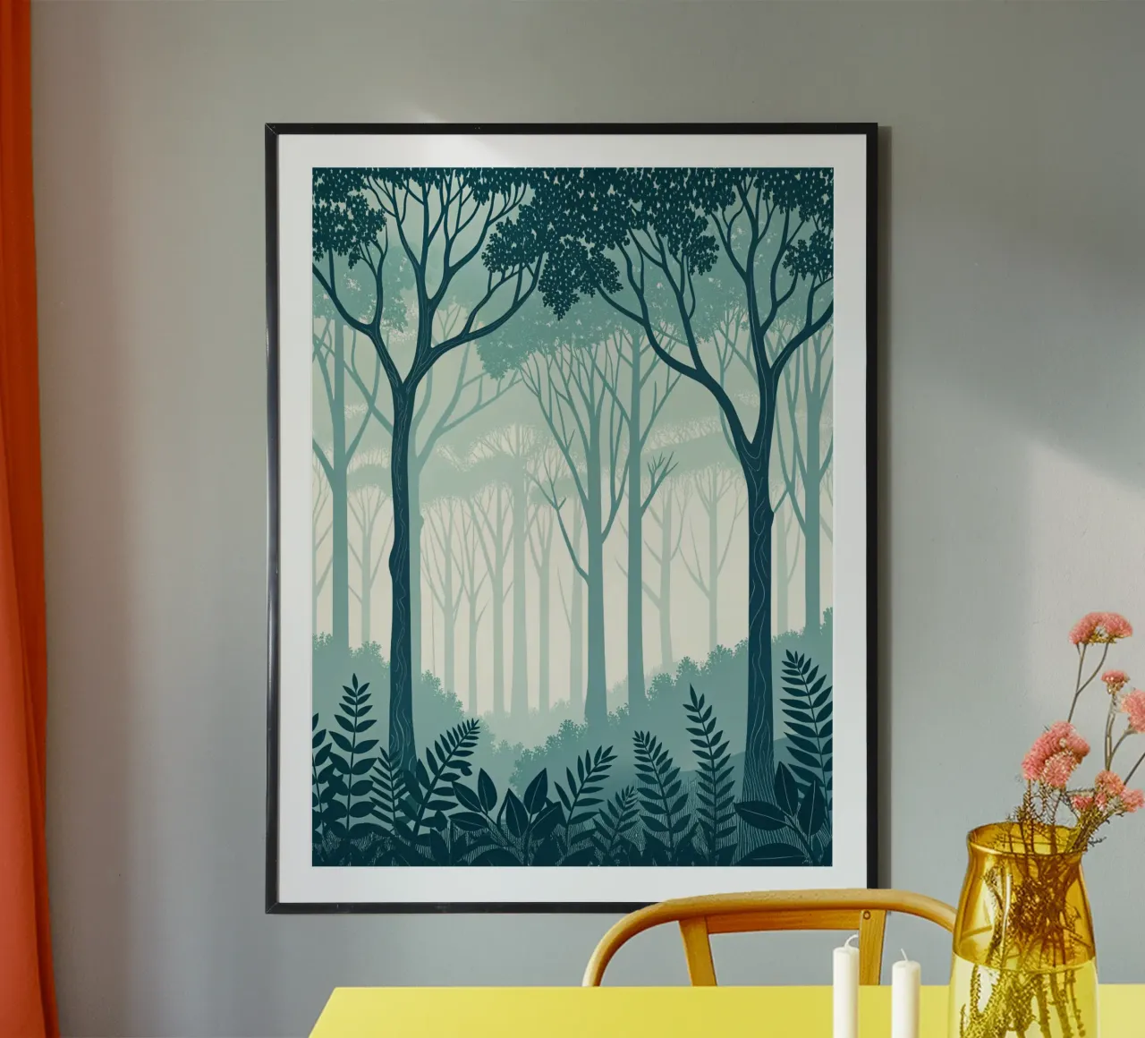 Sereno bosco di alzavole: Una tranquilla pittura digitale poster con telaio in alluminio da Artistic-shop