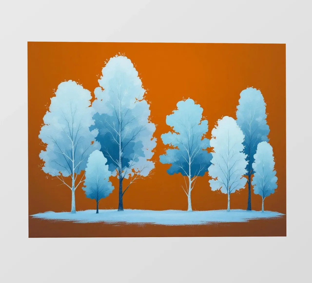Azure Grove: Un tranquillo paesaggio invernale in un vibrante arancione pellicola backlit da Artistic-shop