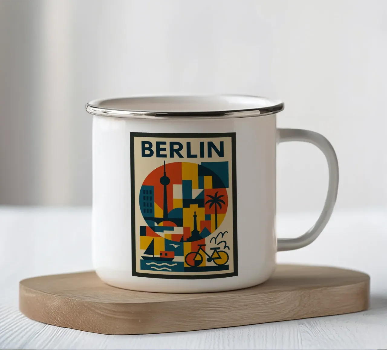 Manifesto di Berlino - Poster rétro géométrique tazza in smalto da JETLAG | affiches voyage