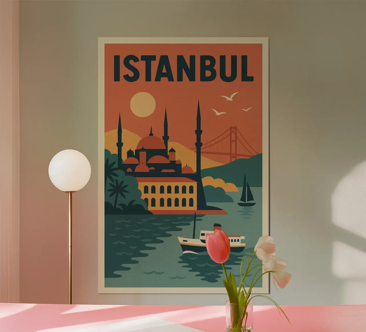 Istanbul Poster - Retro-Poster von der Moschee und dem Bosporus Poster von JETLAG | affiches voyage
