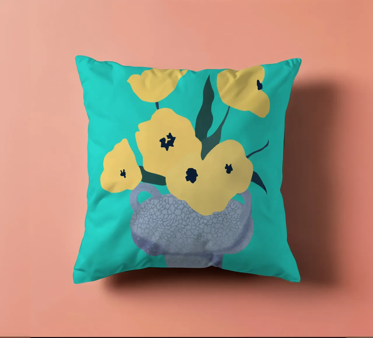 Yellow Flower Vase Still Life decorative cushion by Asha Designs
