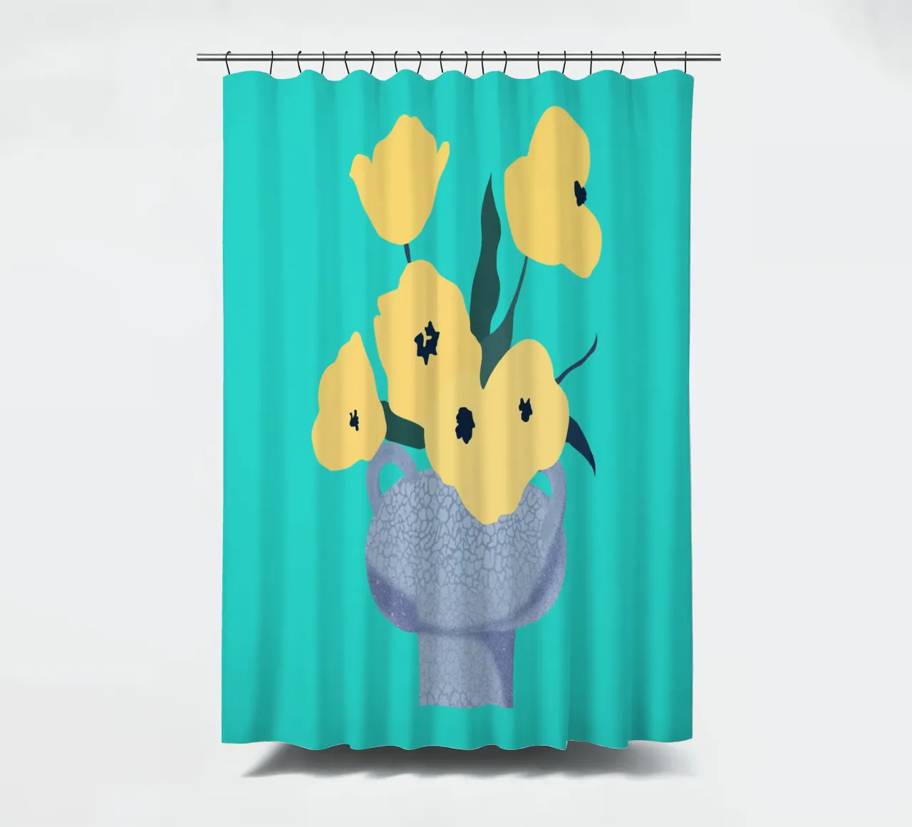 Yellow Flower Vase Still Life shower curtain by Asha Designs