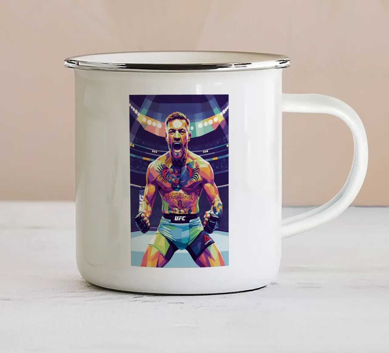 Conor McGregor in fiamme tazza in smalto da Hantamrata