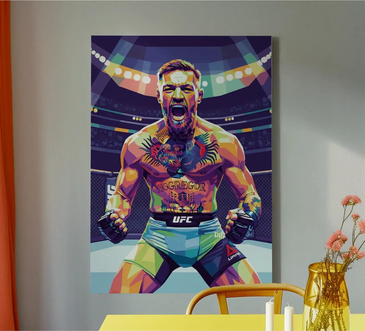 Conor McGregor on fire canvas with Floater frame by Hantamrata