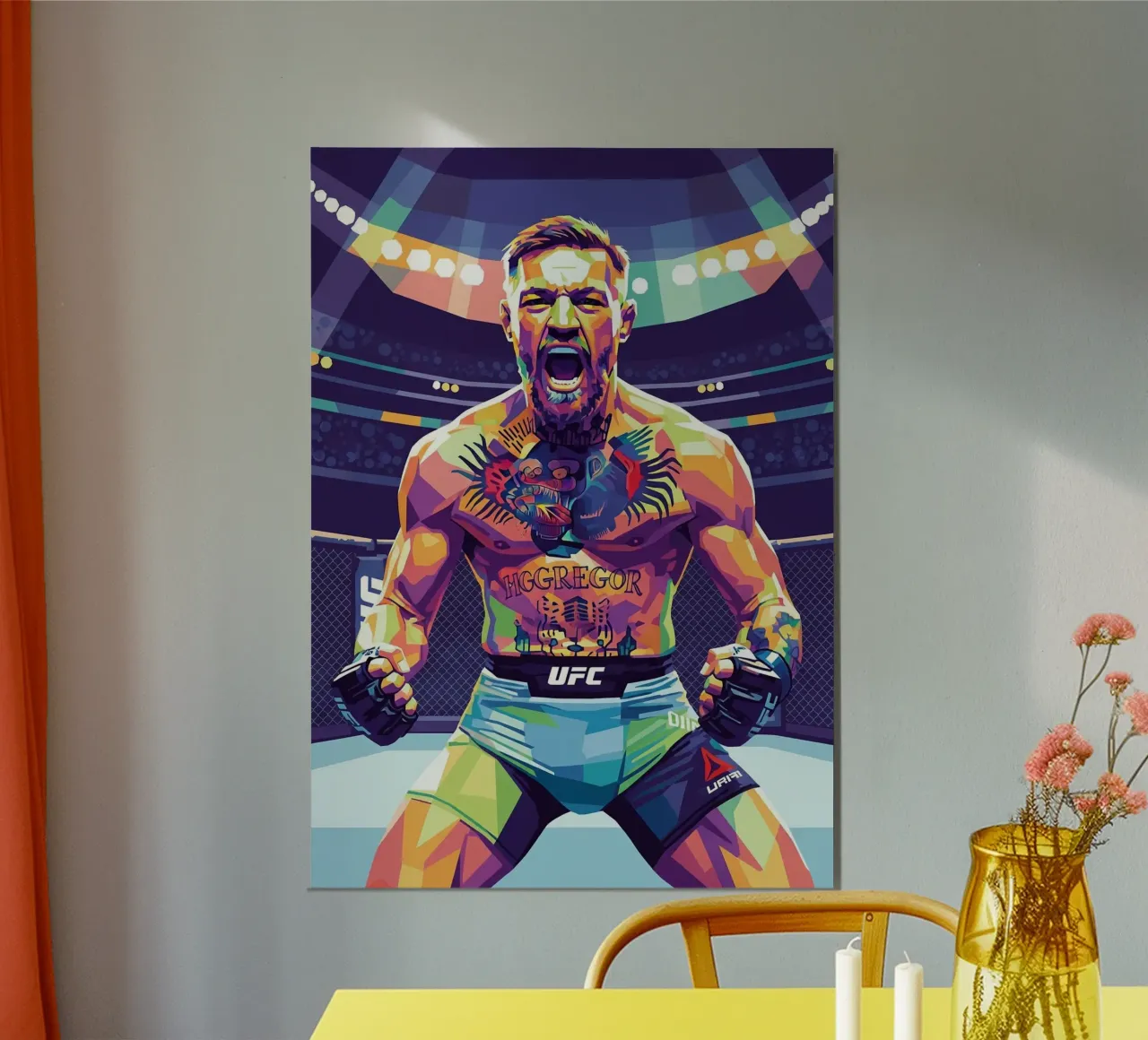 Conor McGregor in fiamme poster con telaio in alluminio da Hantamrata