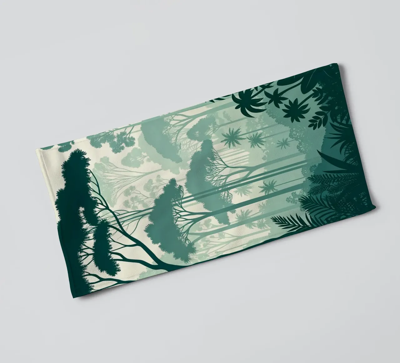 Mystical Jungle: A Serene, Verdant Forest Layers in a Dreamy towel by Artistic-shop