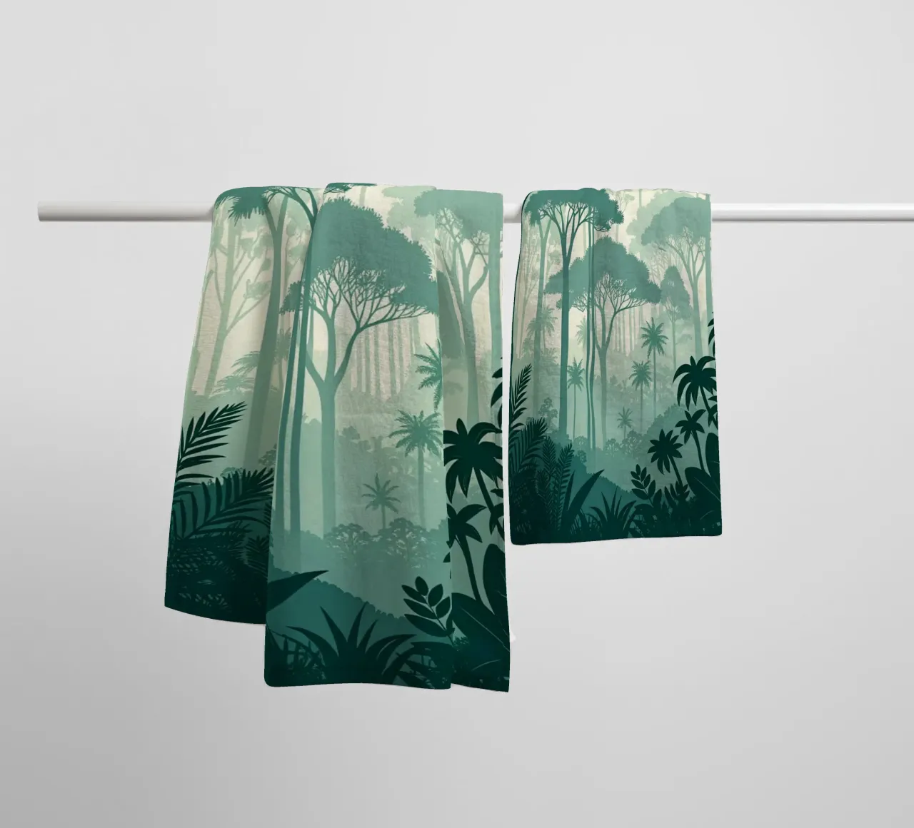 Mystical Jungle: A Serene, Verdant Forest Layers in a Dreamy towel by Artistic-shop