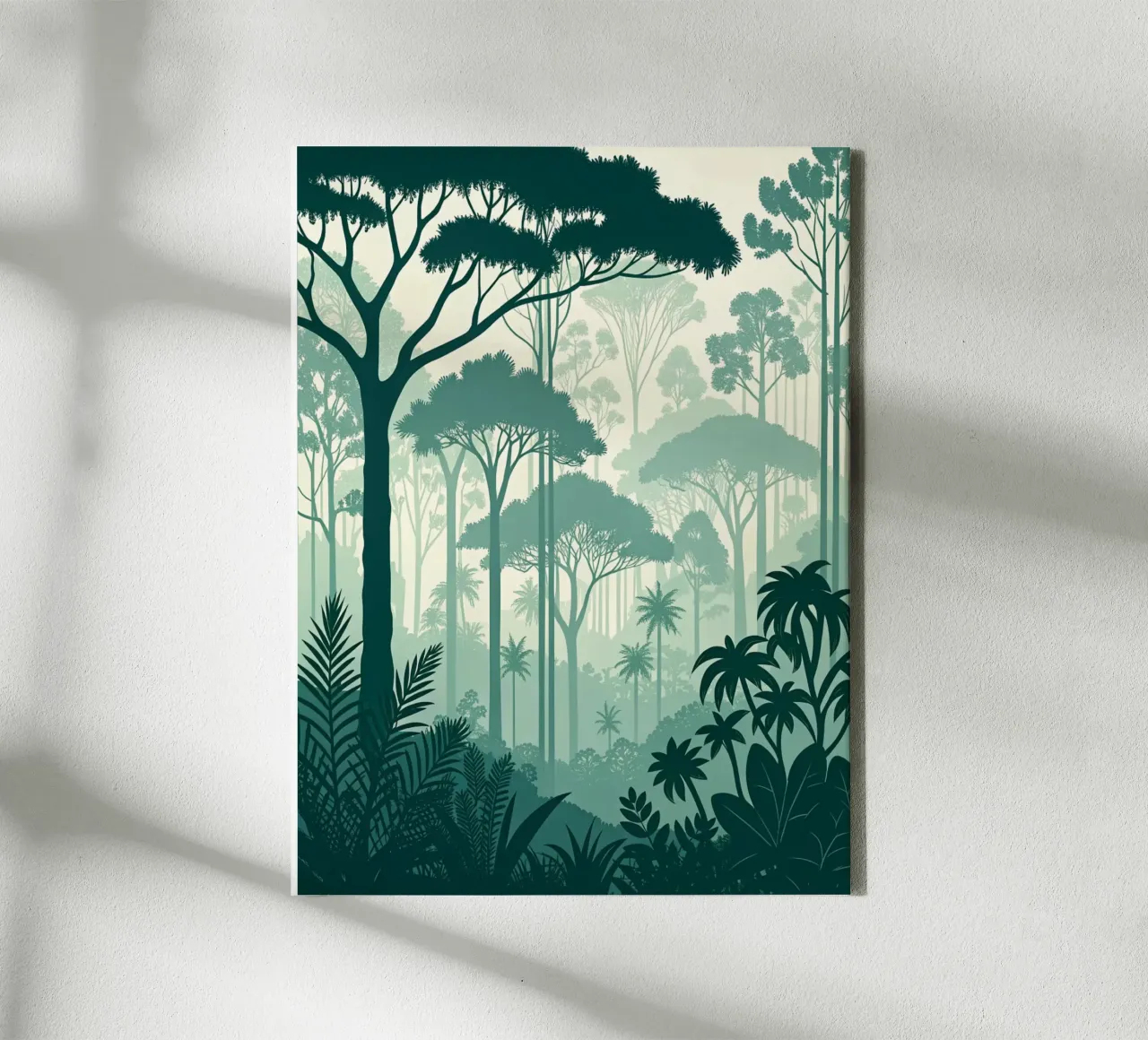 Mystical Jungle: A Serene, Verdant Forest Layers in a Dreamy canvas with Floater frame by Artistic-shop