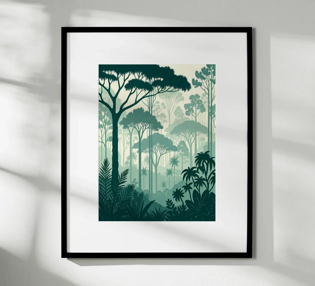 Giungla mistica: Una foresta serena e verdeggiante che si stratifica in un'atmosfera da sogno. poster da Artistic-shop
