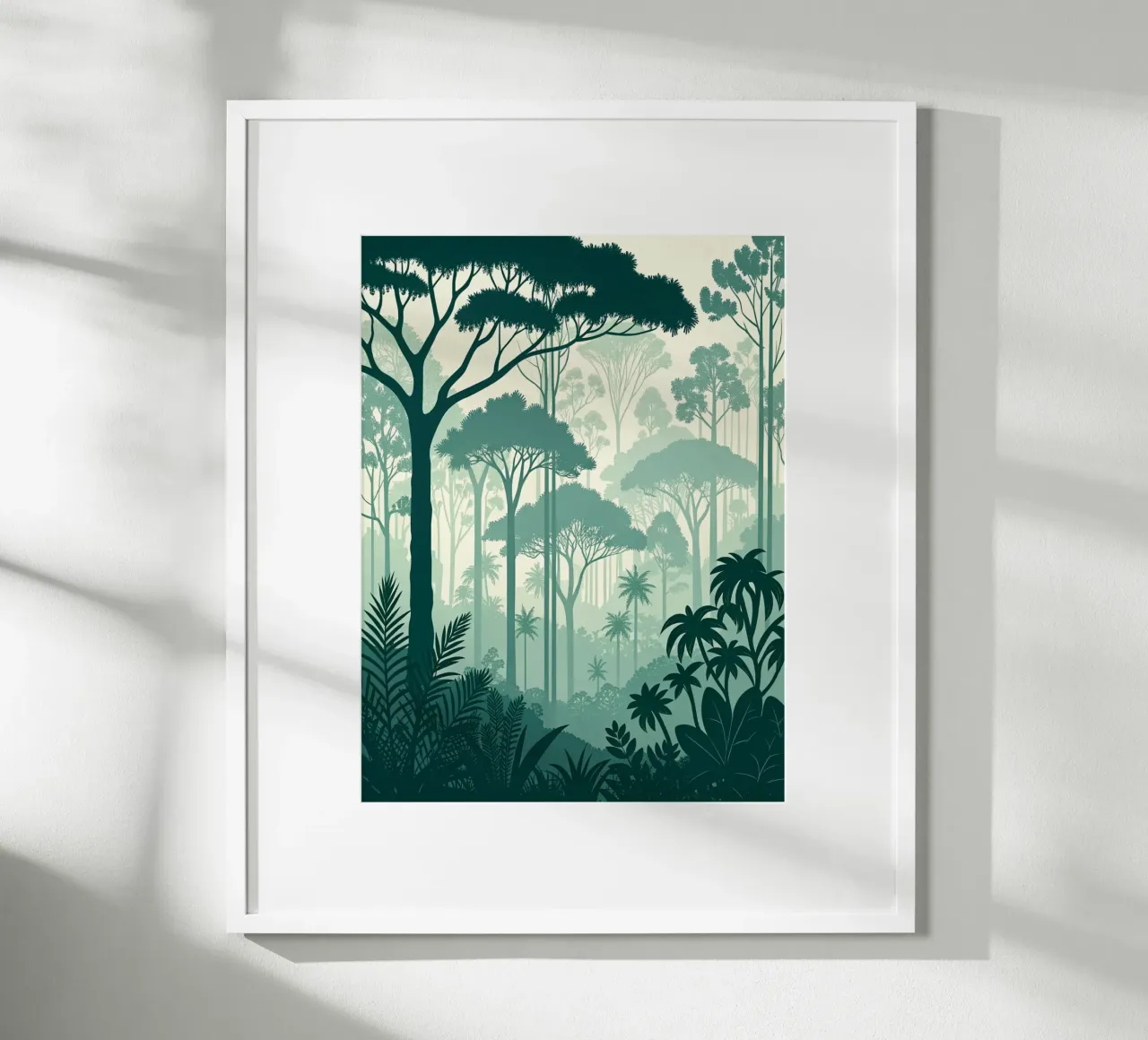 Giungla mistica: Una foresta serena e verdeggiante che si stratifica in un'atmosfera da sogno. poster da Artistic-shop