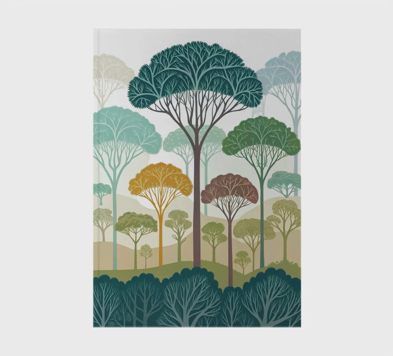 Enchanted Forest: A Serene Tapestry of Stylized Trees notebook by Artistic-shop