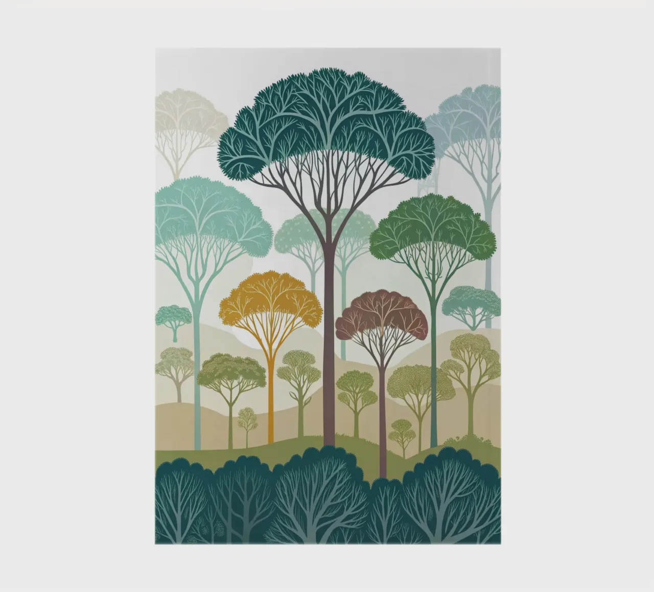 Enchanted Forest: A Serene Tapestry of Stylized Trees notebook by Artistic-shop