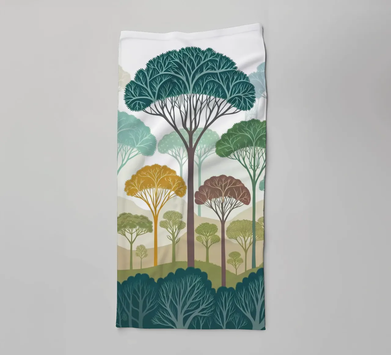 Enchanted Forest: A Serene Tapestry of Stylized Trees towel by Artistic-shop