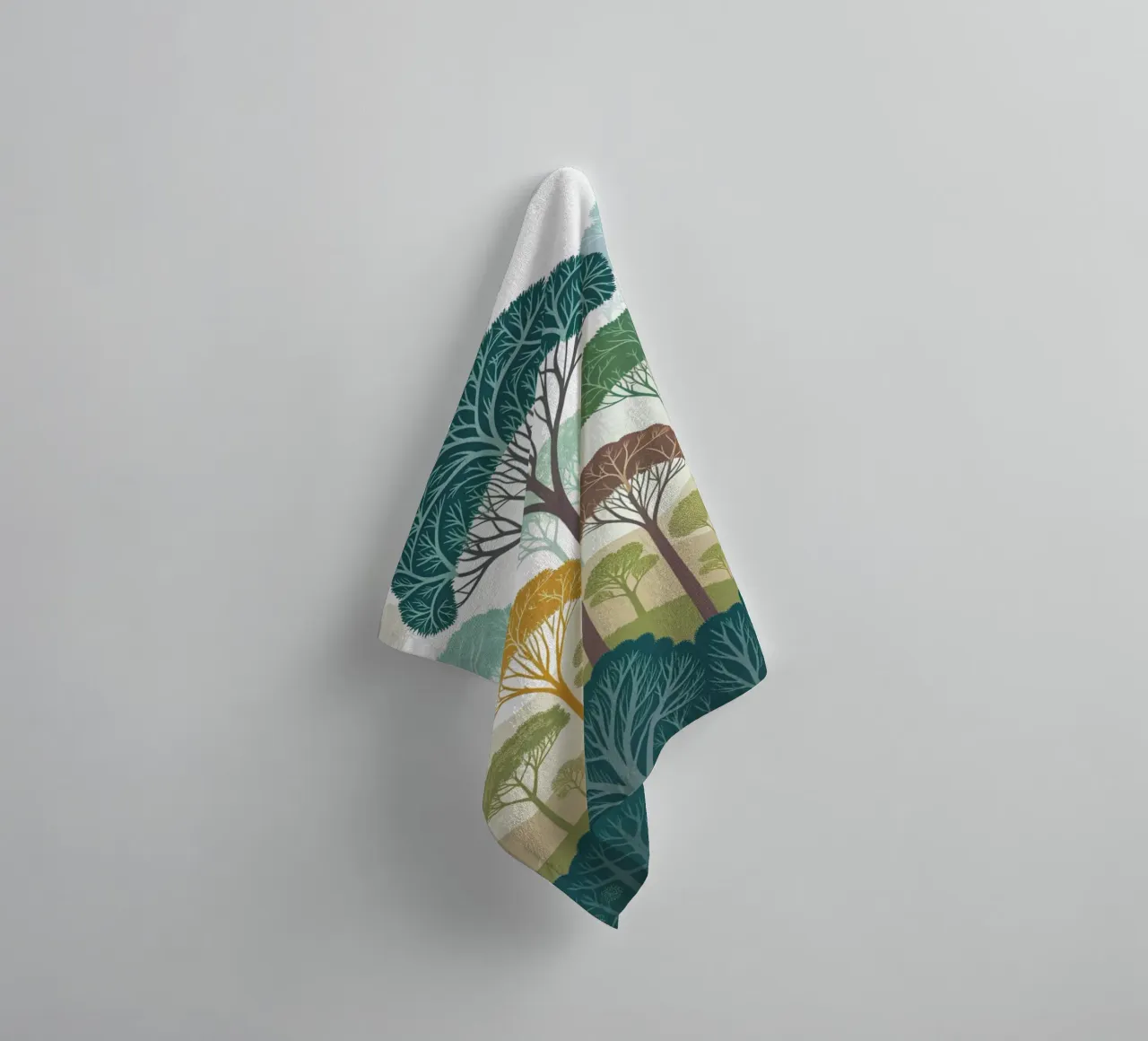 Enchanted Forest: A Serene Tapestry of Stylized Trees towel by Artistic-shop
