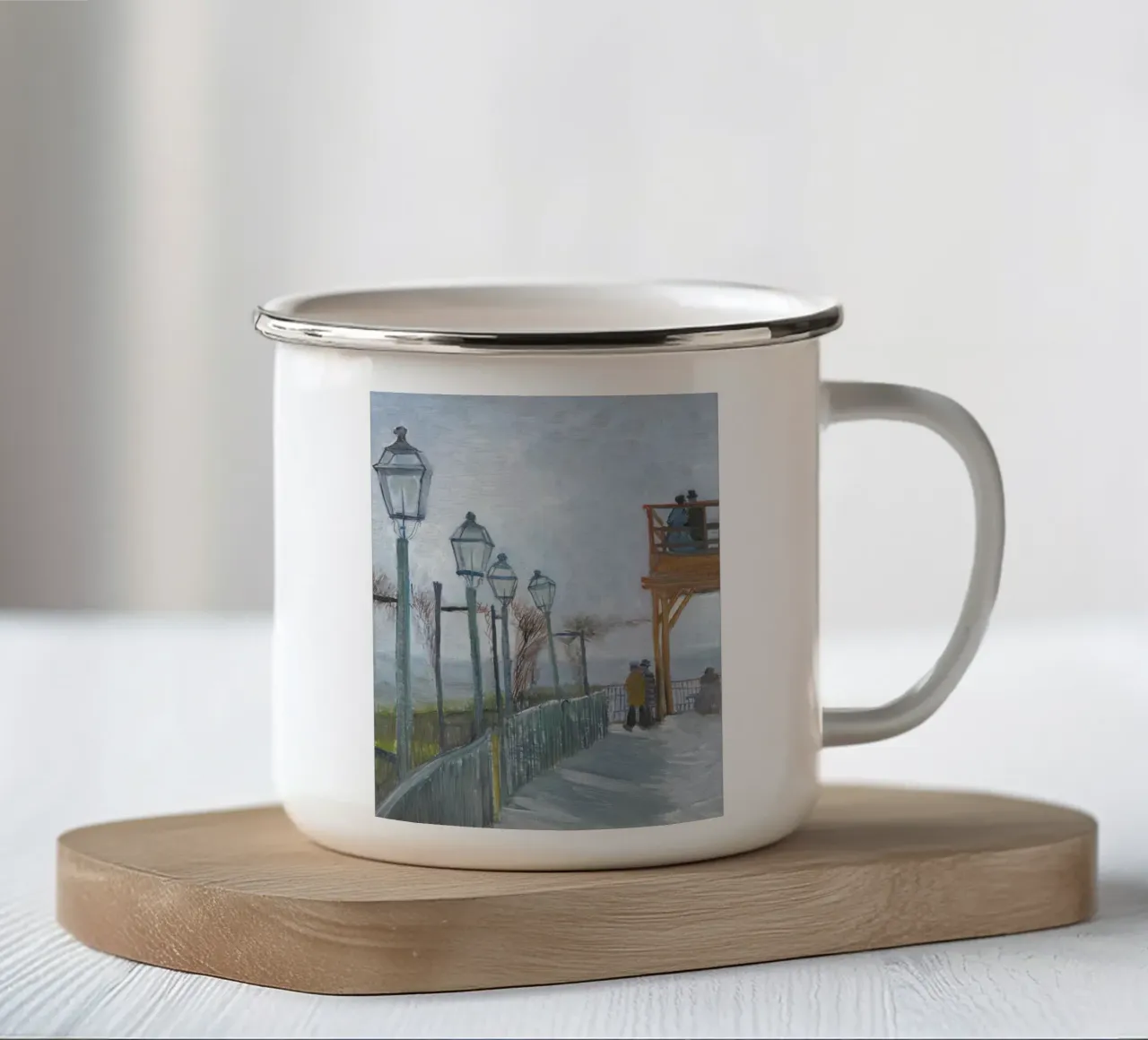 Passeggiata invernale con lanterne tazza in smalto da Studio Vibe