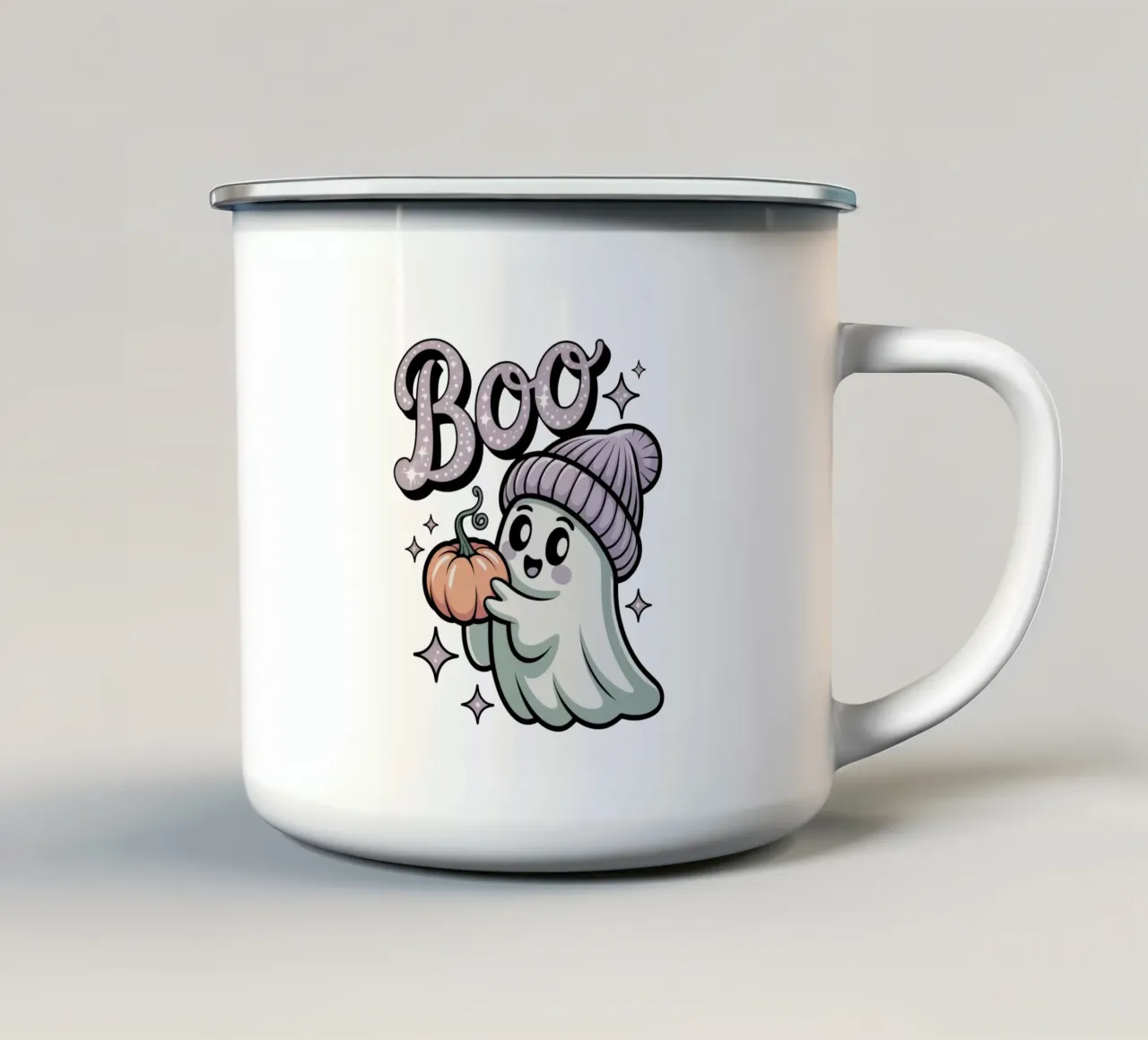 Kawaii Halloween Ghost tazza in smalto da Sasyall Graphics