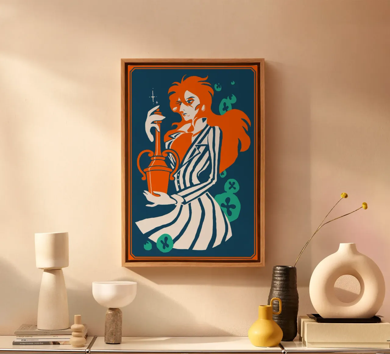 Vector Art Ponyo canvas with Floater frame by grass.studio_