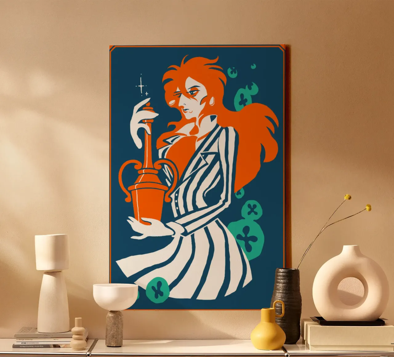 Vector Art Ponyo canvas with Floater frame by grass.studio_