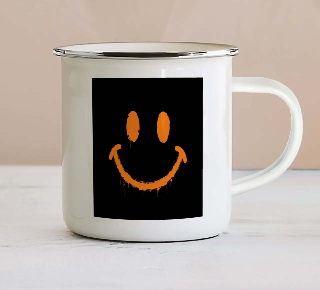 Emoji_StilB_orange3 tazza in smalto da AI-Portraits by LK