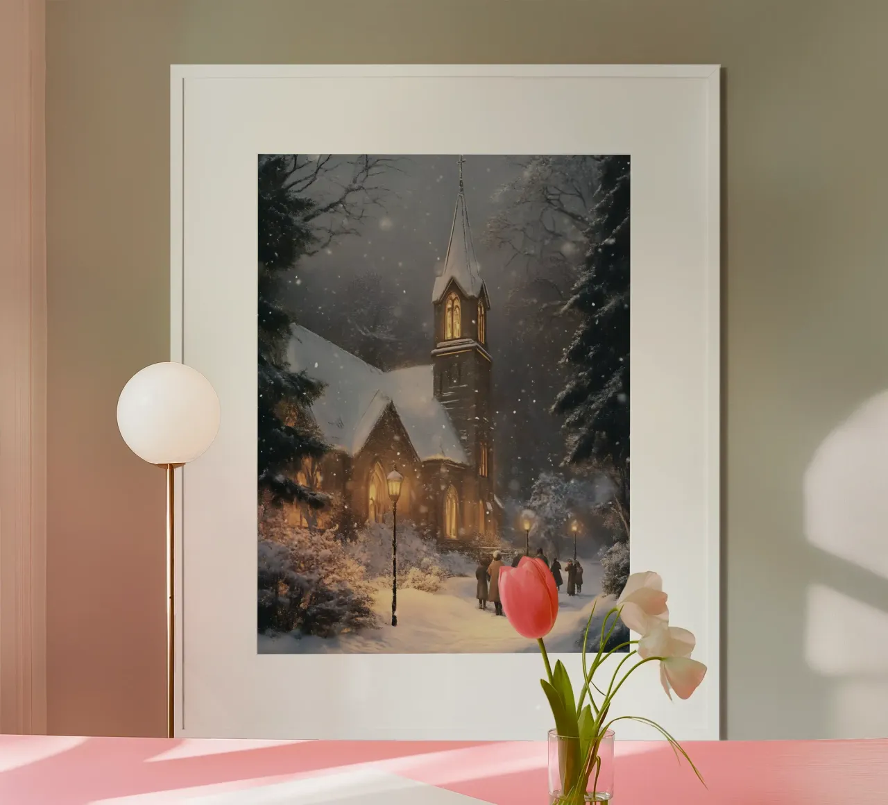 Chiesa invernale nella magia della neve poster da Studio Vibe