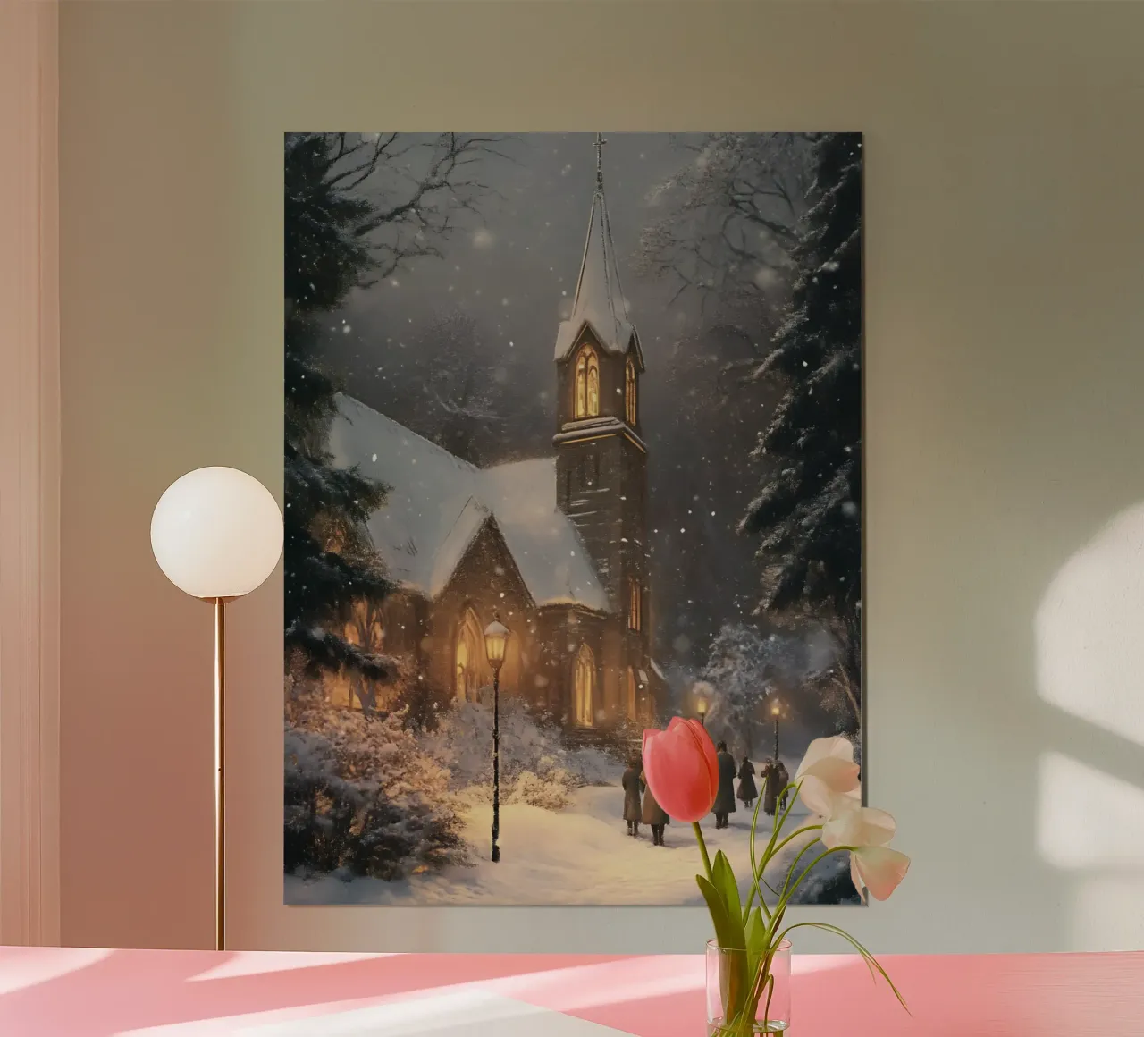 Chiesa invernale nella magia della neve poster da Studio Vibe