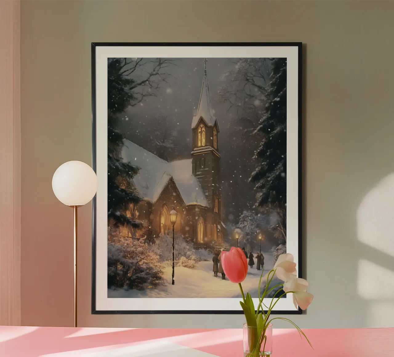 Chiesa invernale nella magia della neve poster da Studio Vibe