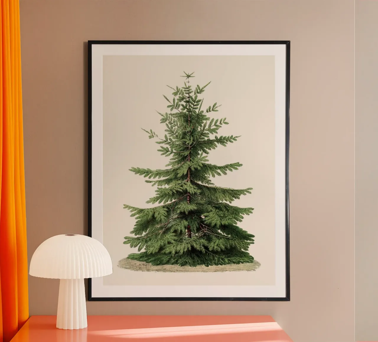 Albero di Natale vintage - Illustrazione di abete classico poster con telaio in plastica da Studio Vibe