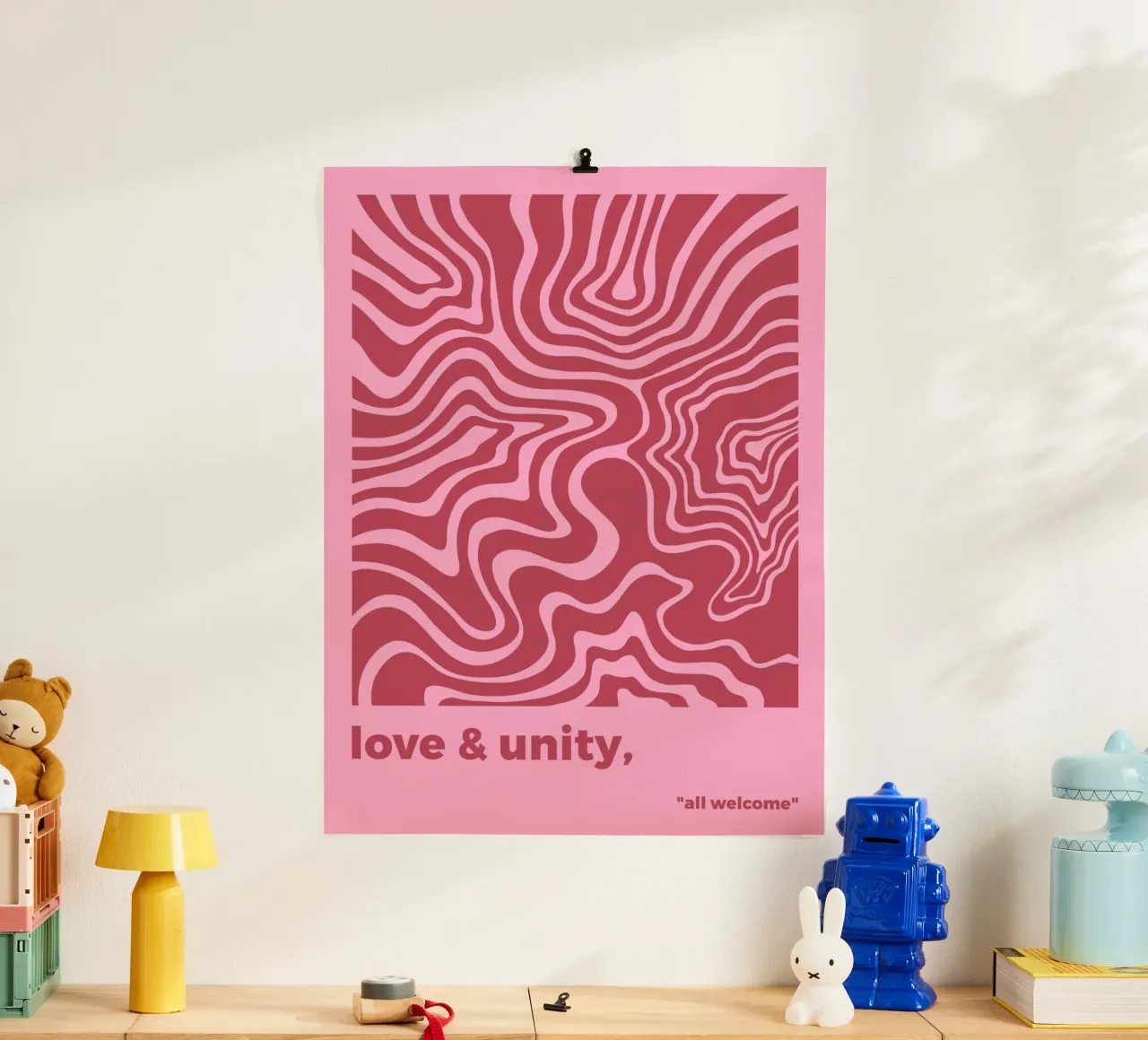 Amore e unità poster con telaio in alluminio da MODERN NUANCE