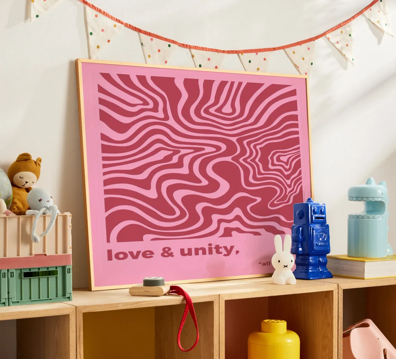 Amore e unità poster con telaio in alluminio da MODERN NUANCE