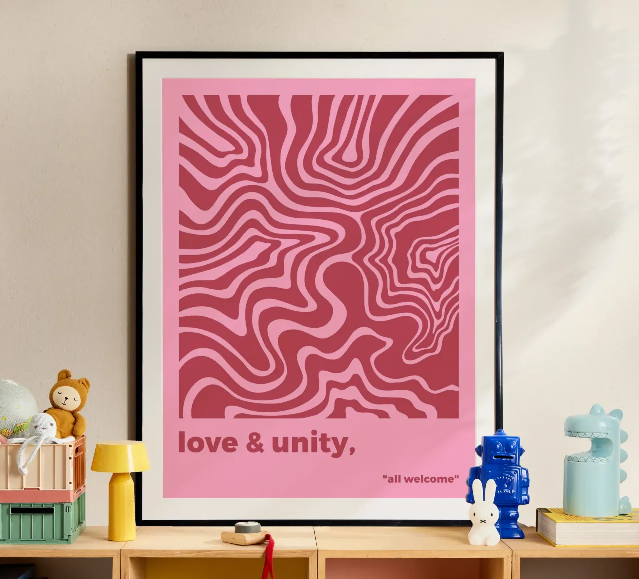 Amore e unità poster con telaio in alluminio da MODERN NUANCE