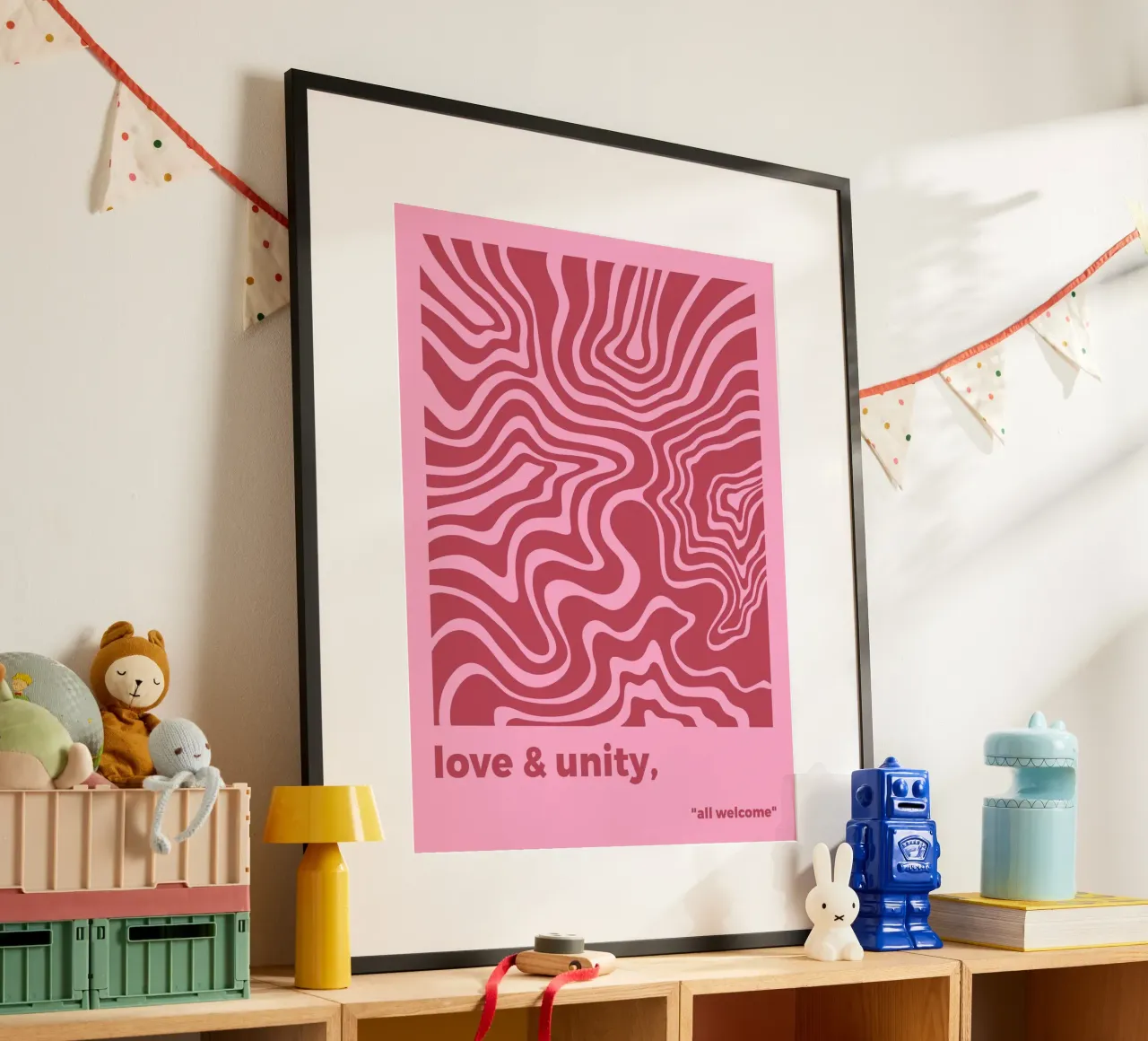 Amore e unità poster con telaio in alluminio da MODERN NUANCE