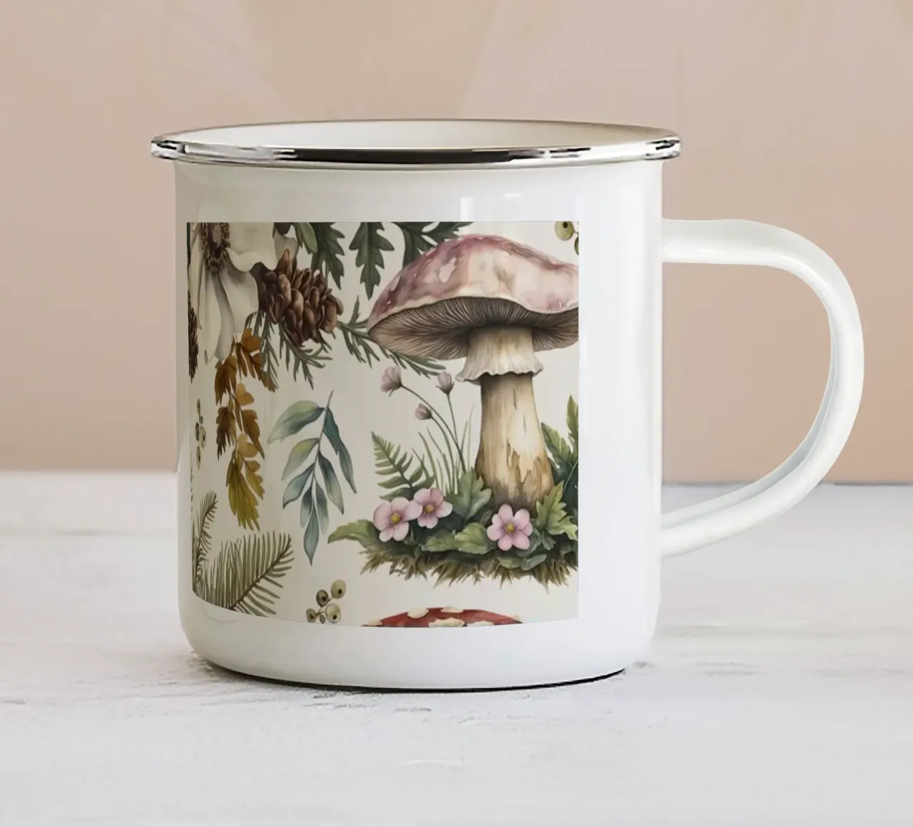 Fascino Fungo di bosco Vibrazioni d'autunno tazza in smalto da Andrea Haase Vintage World