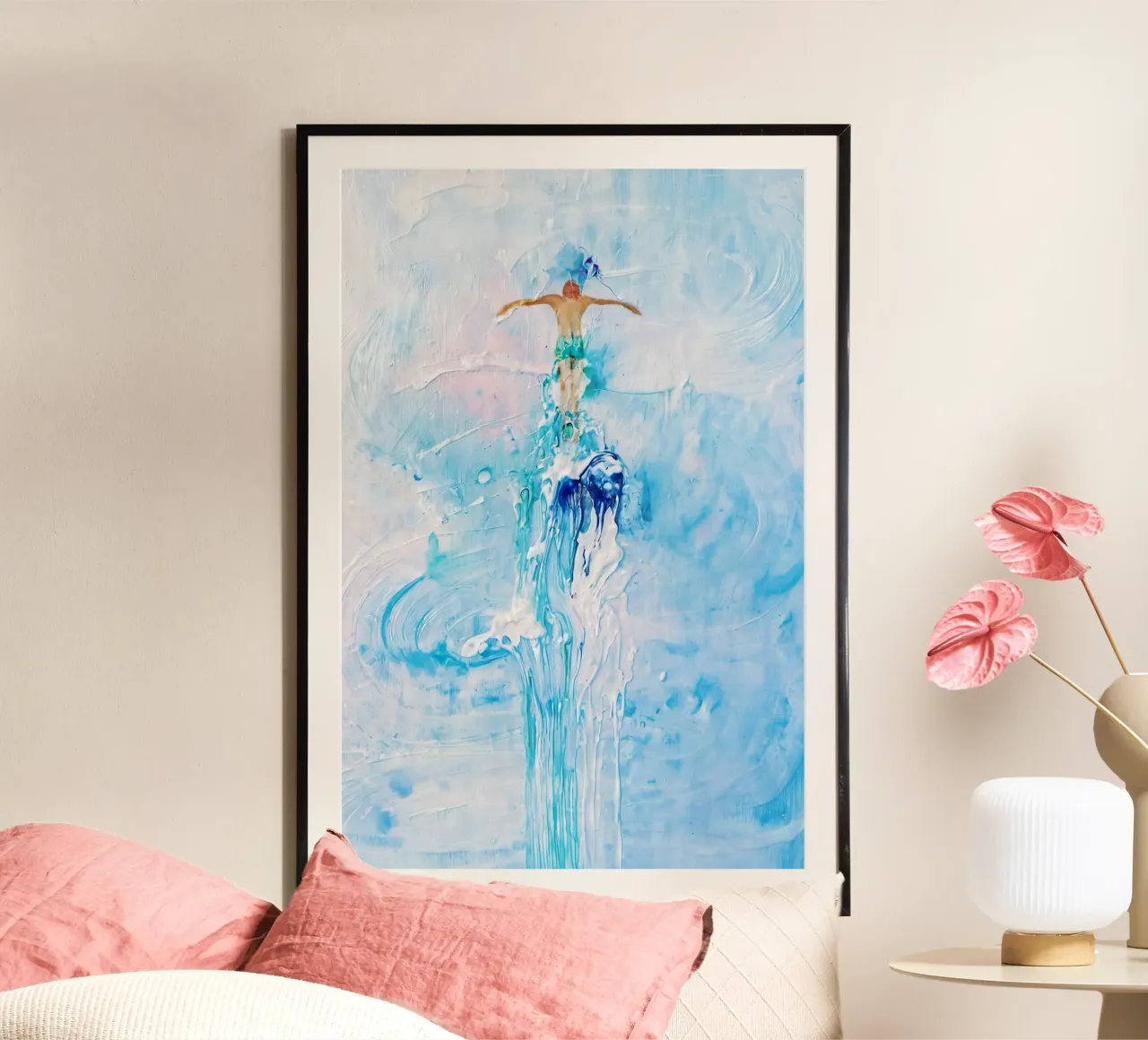 Uomo e mare uniti: motivo impressionista ad acquerello poster da KUNSTstück