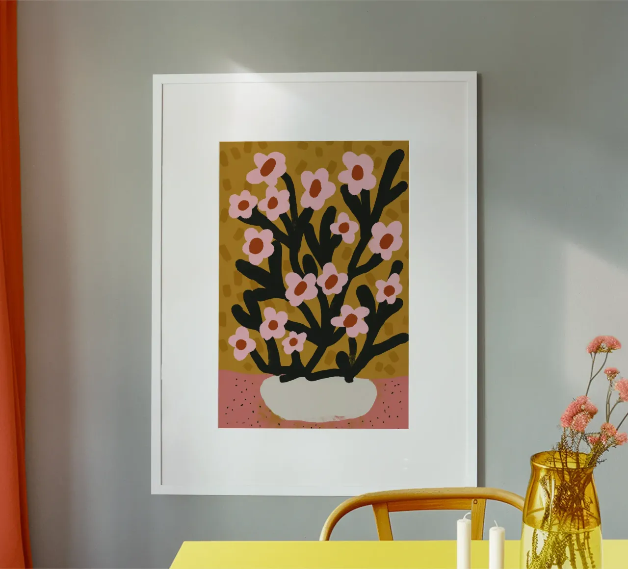 Pastel Flower Impression No 2 poster con telaio in legno da treechild