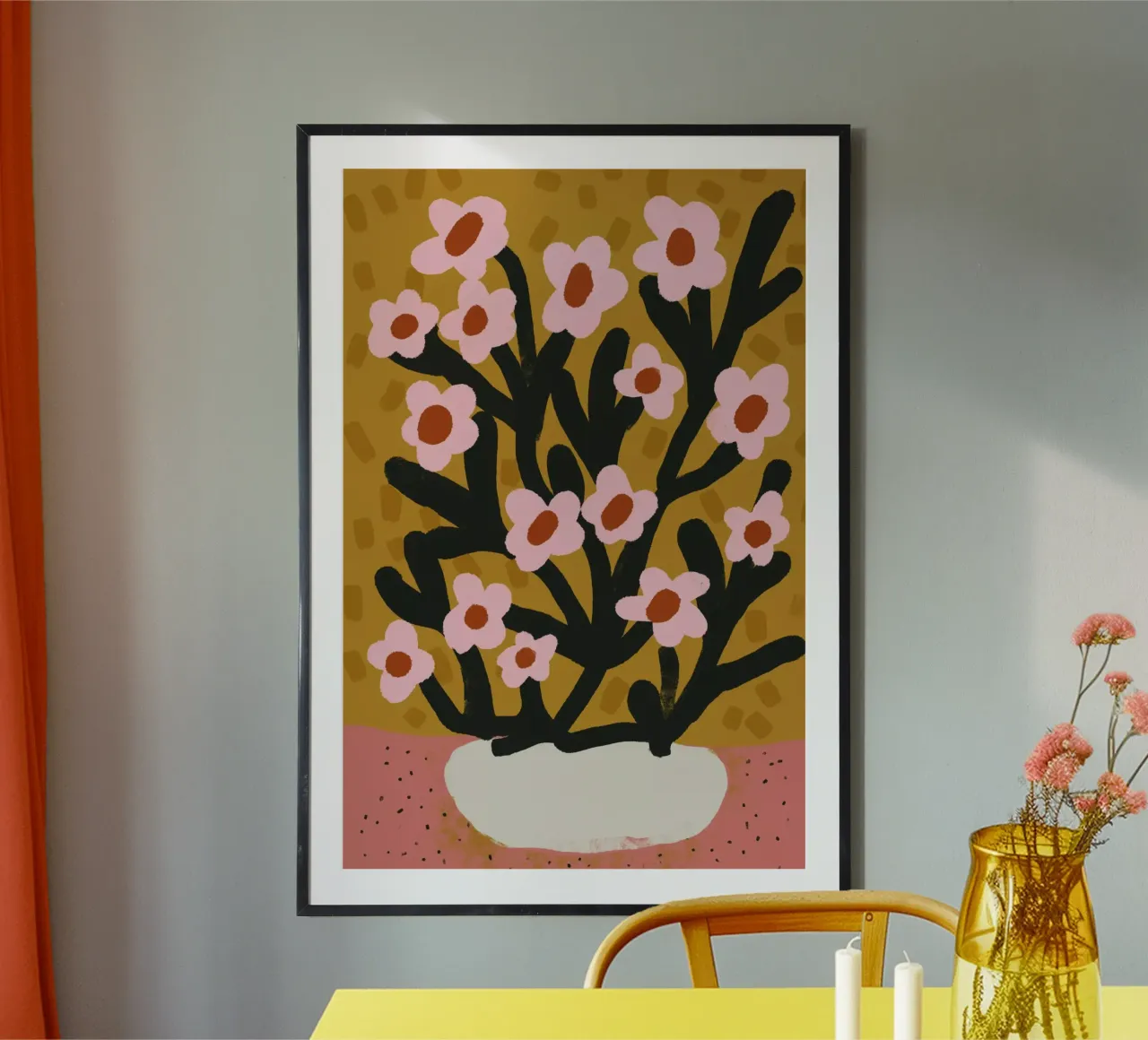 Pastel Flower Impression No 2 poster con telaio in legno da treechild