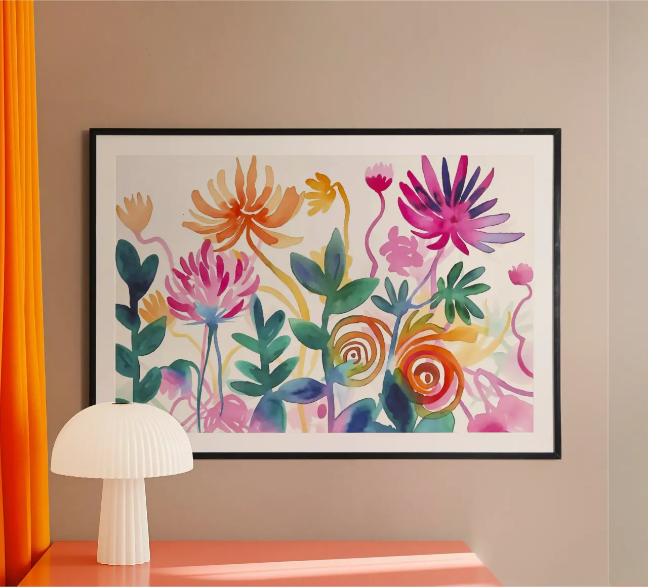 Un giardino di fiori selvatici stravagante poster con telaio in legno da Andrea Haase Modern Home