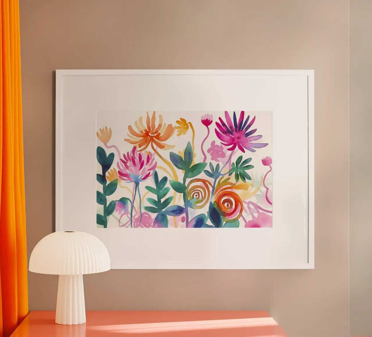 Un giardino di fiori selvatici stravagante poster con telaio in legno da Andrea Haase Modern Home