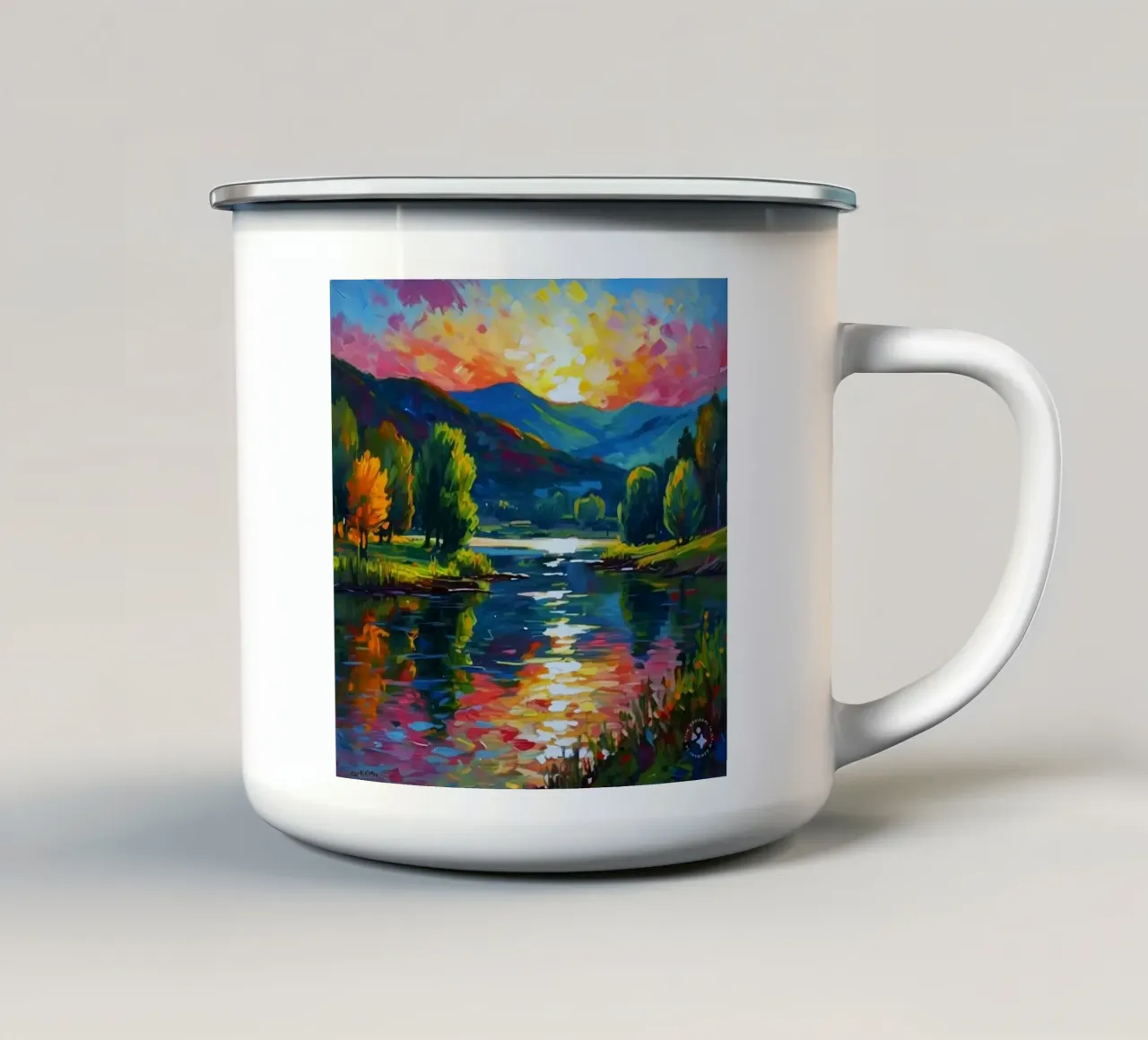 Natural scenery tazza in smalto da mip of map