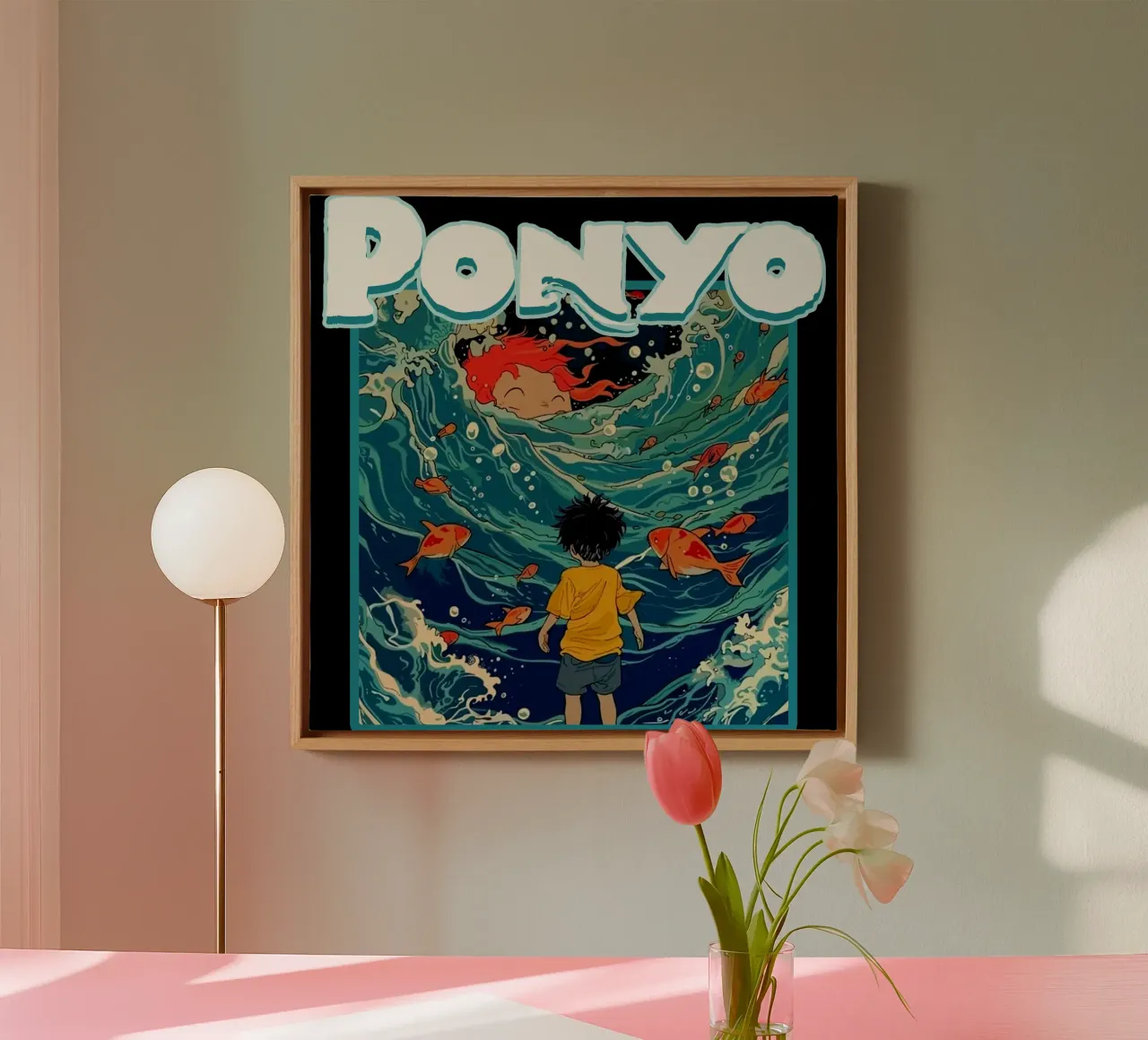 Anime vector kunst Ponyo canvas met Baklijst van mannys_artt