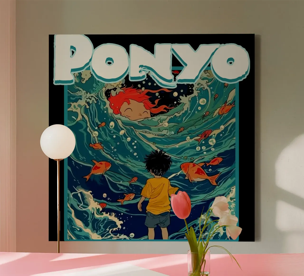 Anime vector kunst Ponyo canvas met Baklijst van mannys_artt