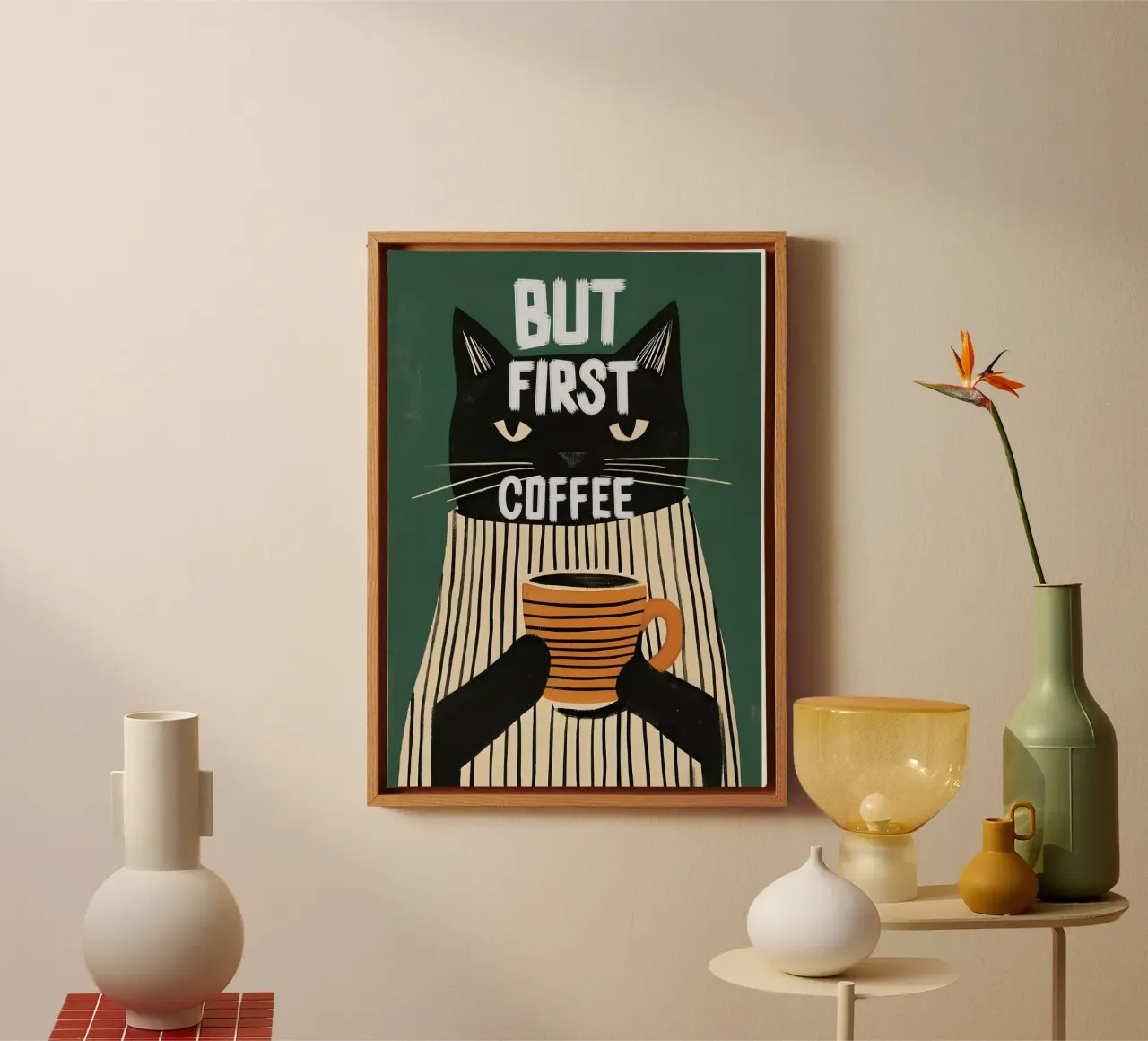 Coffee first tela con Cornice a cassetta da Type & Tape
