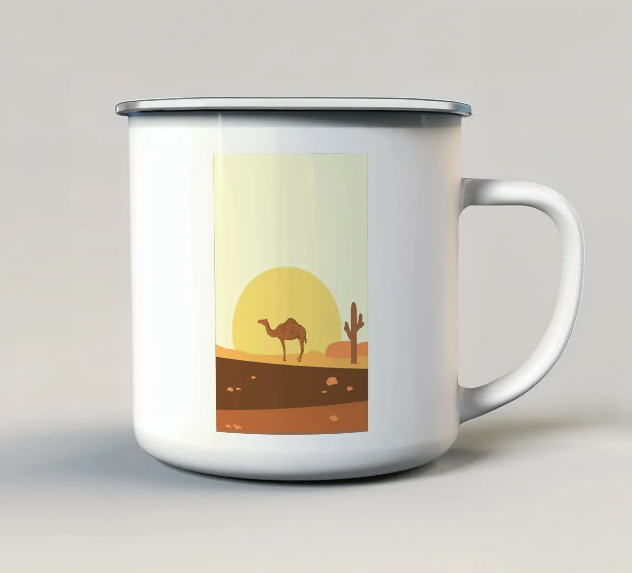 Camel tazza in smalto da mip of map
