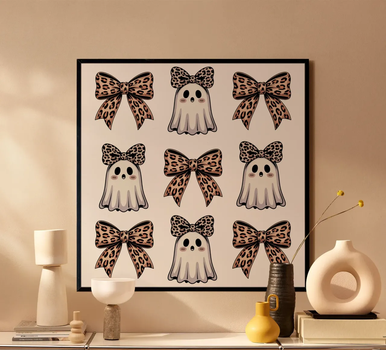 Coquette Ghosts And Bows poster con telaio in alluminio da Sasyall Graphics