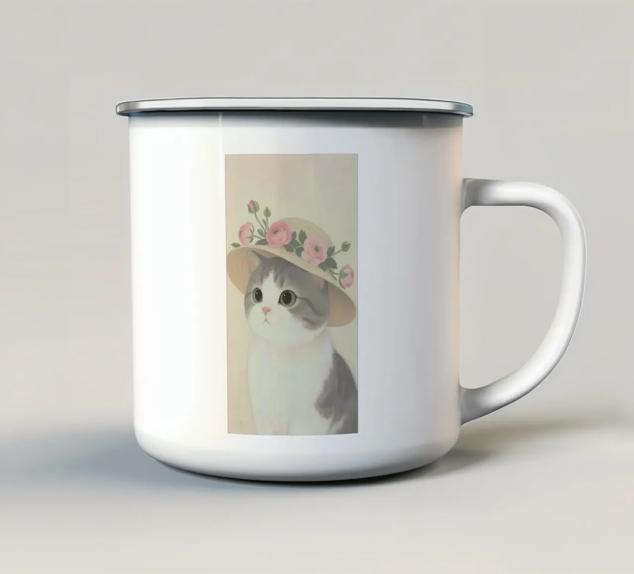 The Cat and the Flower Hat tazza in smalto da mip of map