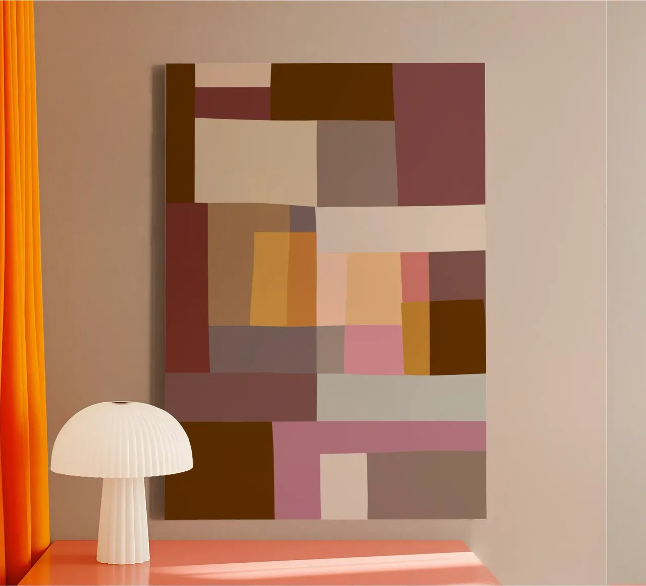 Mosaic Color Blocking | Warm & Neutral canvas met Baklijst van sabidussi