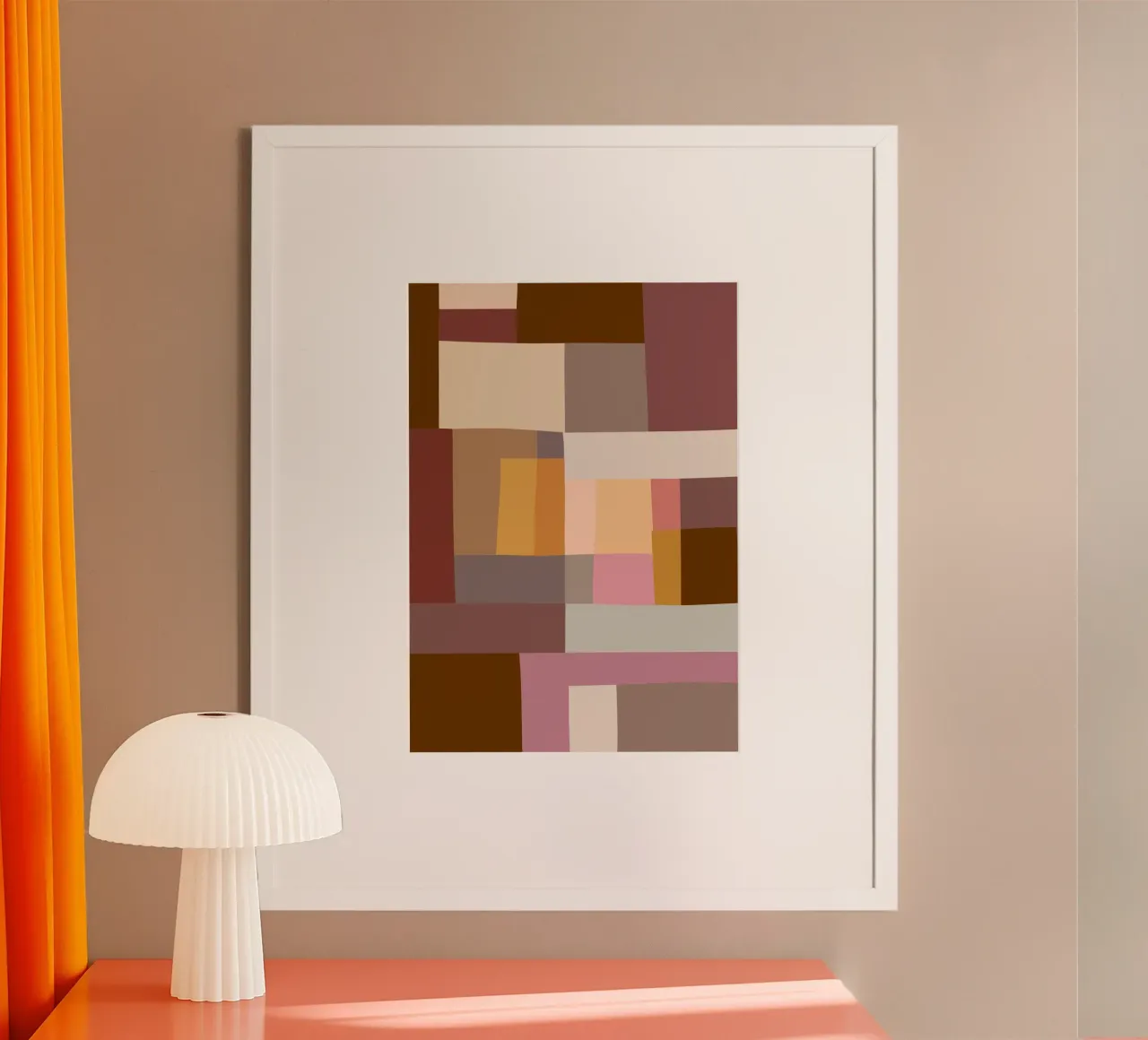 Mosaic Color Blocking | Warm & Neutral poster con telaio in plastica da sabidussi