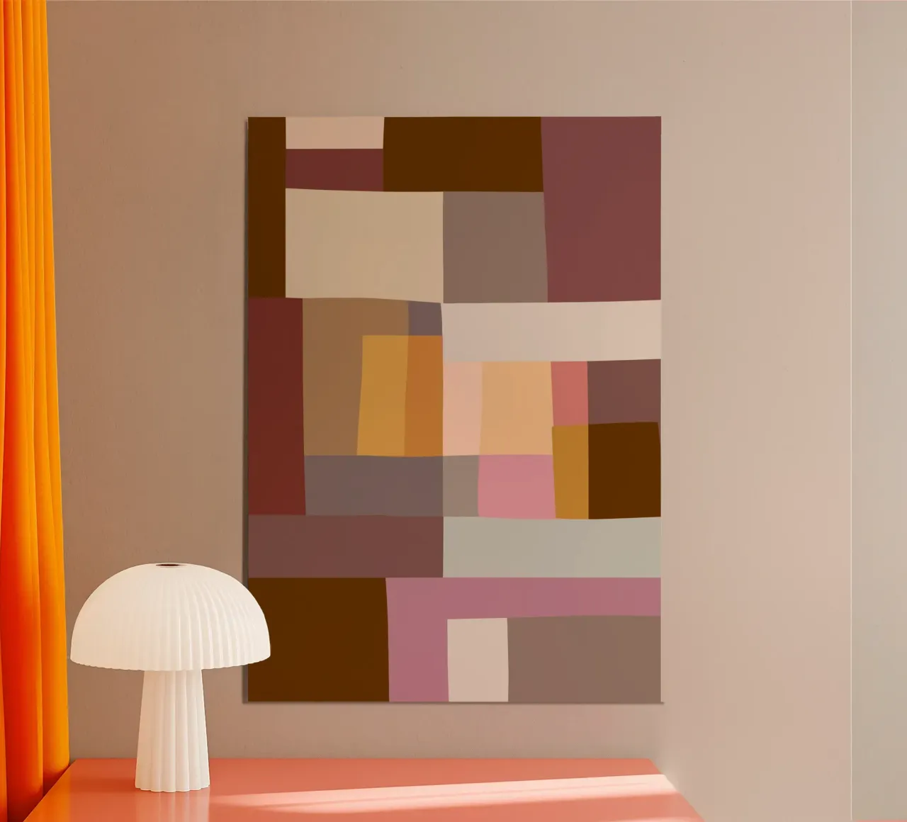 Mosaic Color Blocking | Warm & Neutral poster con telaio in plastica da sabidussi